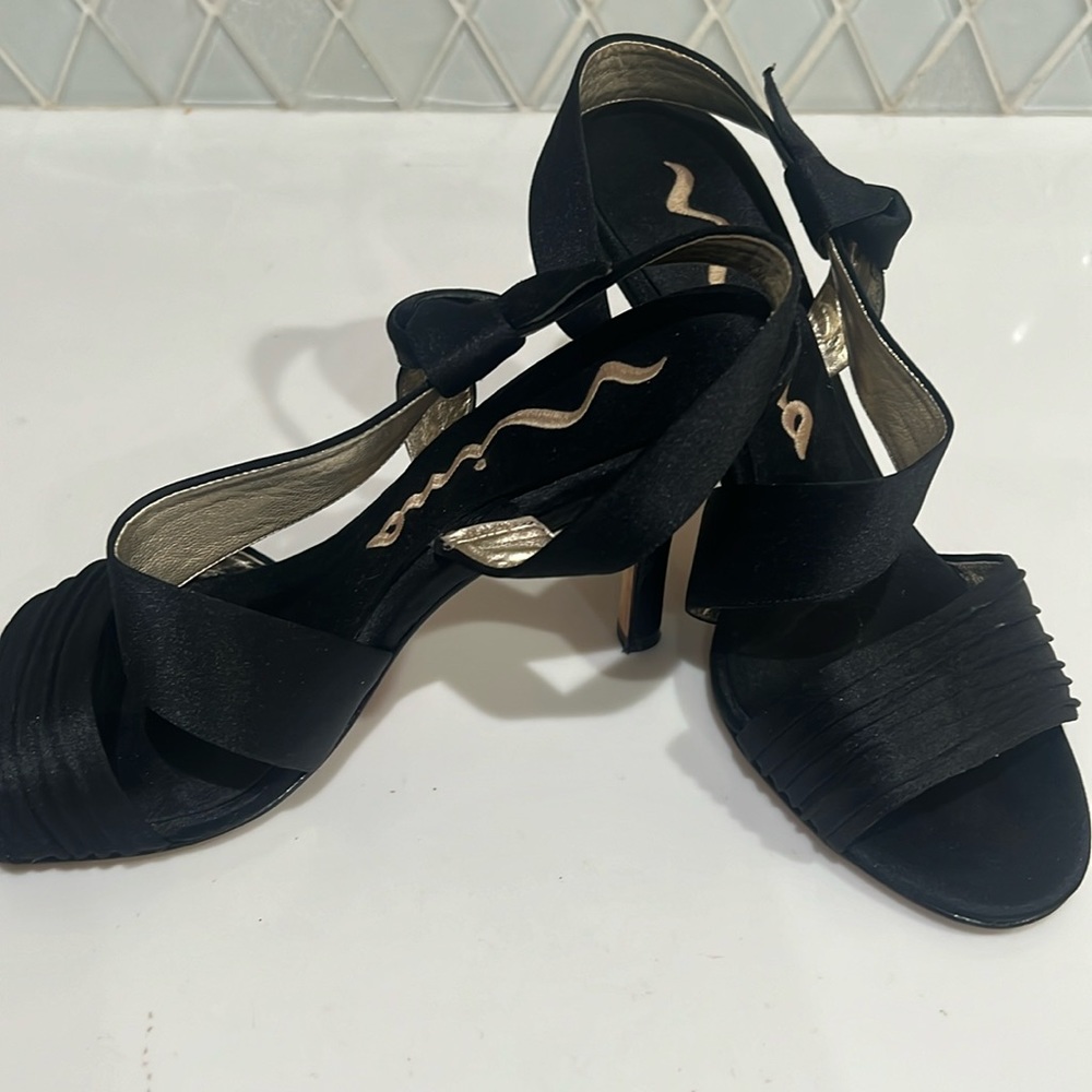 NINA SLING BACK OPEN TOE HEELS - Picture 2 of 14